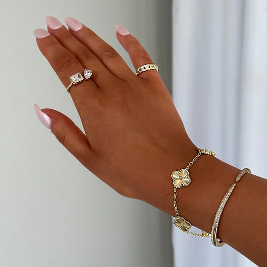 Gold Clover Charm Bracelet